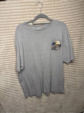 Delta Men's Gray Short-Sleeve Tee with Eagle & Motorcycle Graphic
